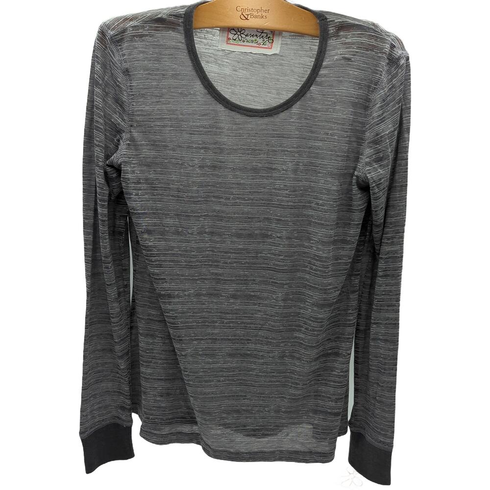 Aventura L NWT Gray White Crewneck Lightweight Sweater